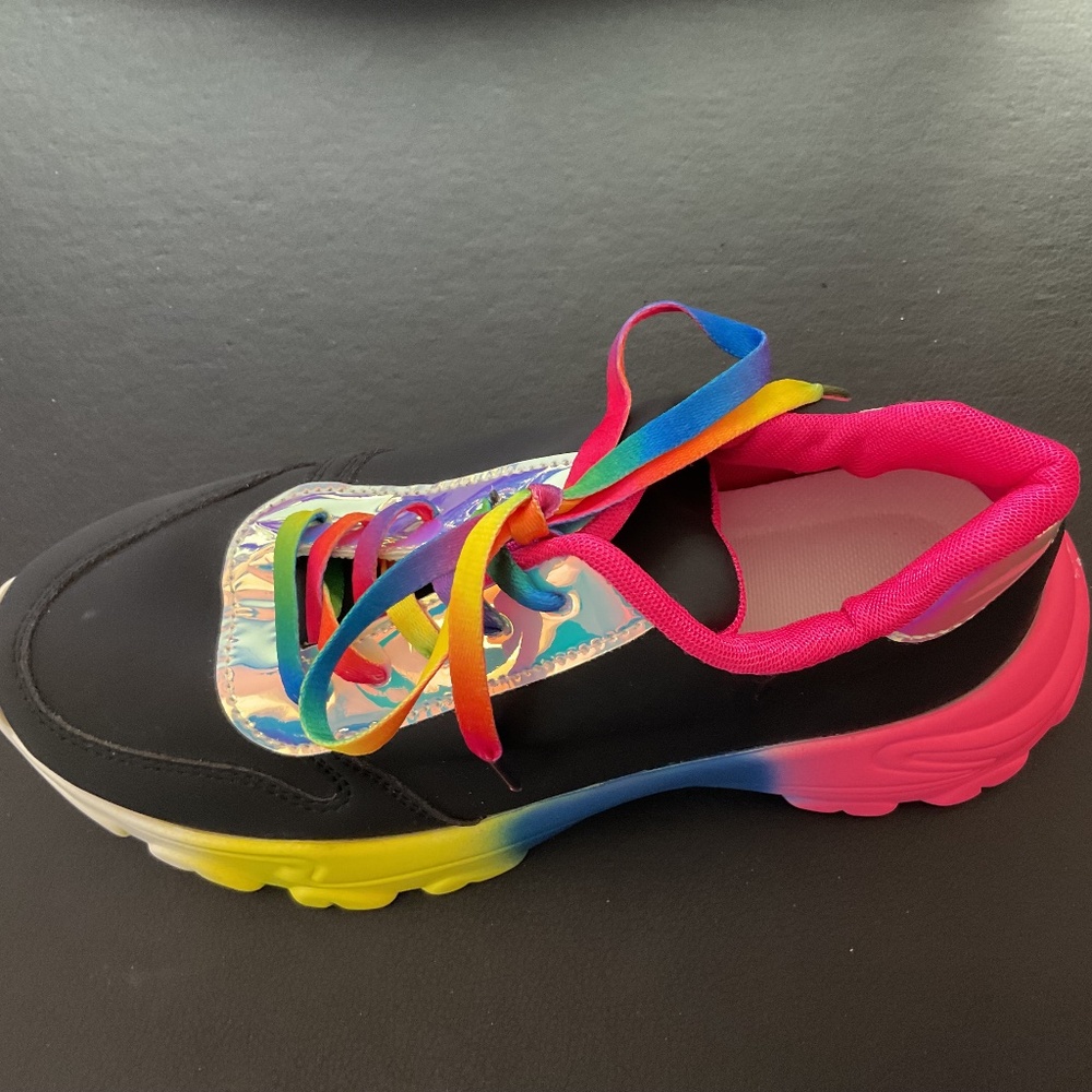 Colorful Rainbow Sneakers Size 8 - Picture 6 of 7